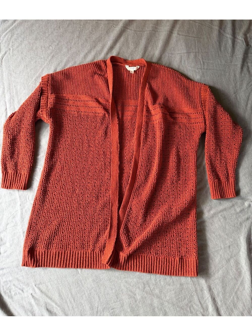 Terra & Sky Size 1X (16W-18W) Rust Orange Knit Cardigan Sweater Fall Soft